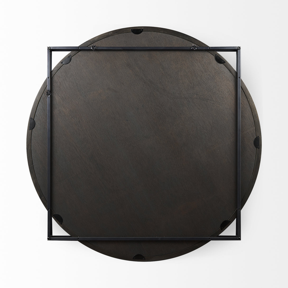 Norbert 46" Round-Square Black Wood/Metal Frame Mirror from Mercana - Luna Furniture