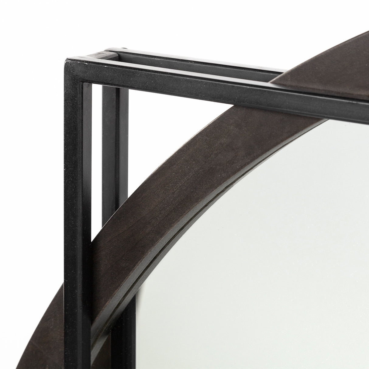 Norbert 46" Round-Square Black Wood/Metal Frame Mirror from Mercana - Luna Furniture