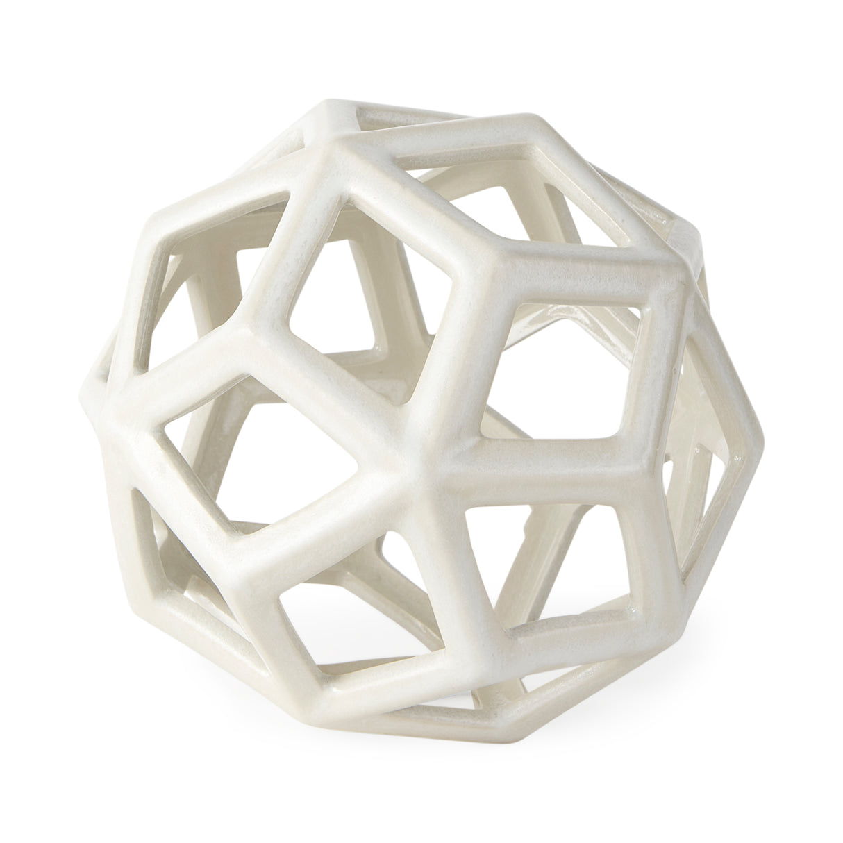 Geom 7.1L x 7.1W x 7.1H White Ceramic Geometric Object from Mercana - Luna Furniture