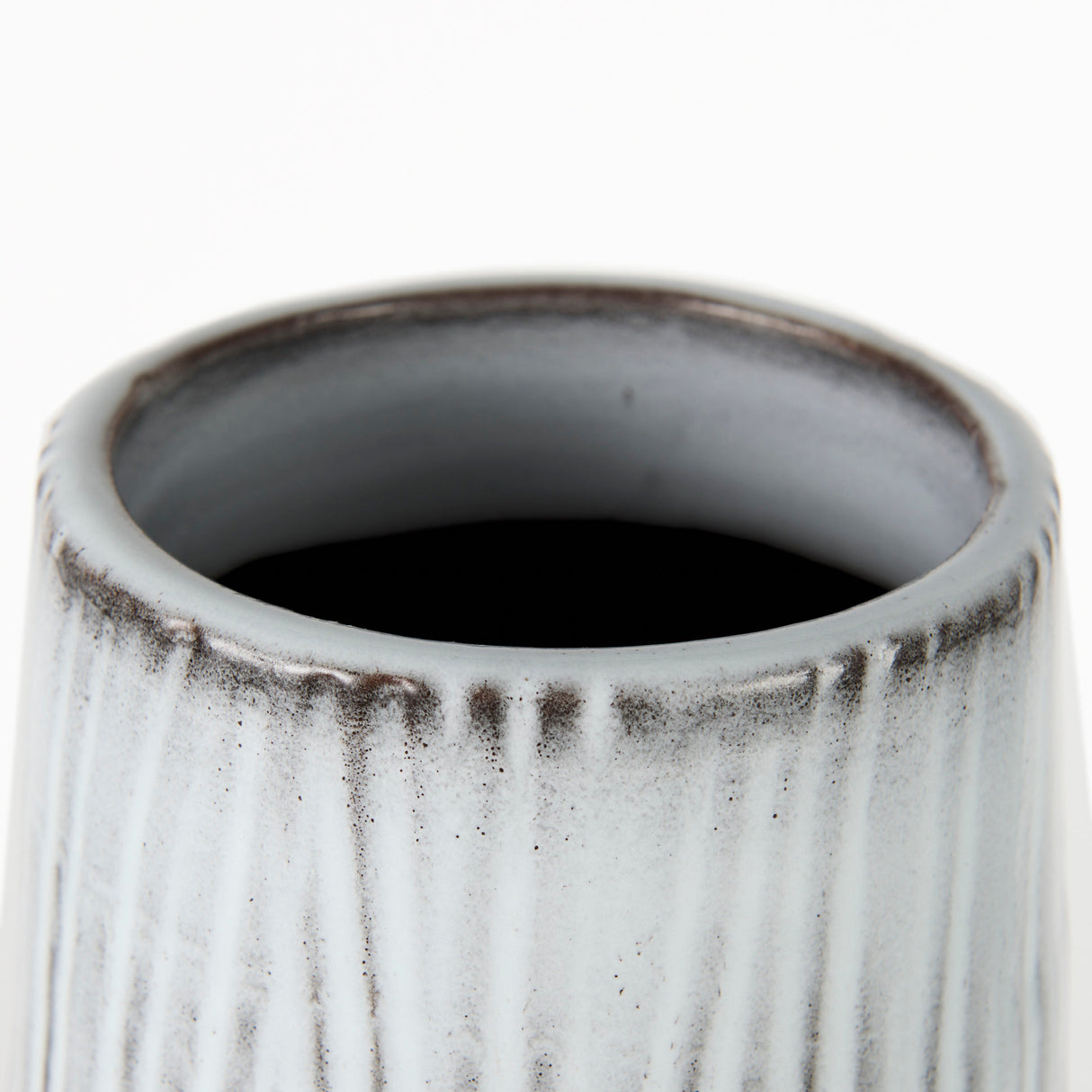 Tanami I Tall Dark Brown/White Ceramic Vase from Mercana - Luna Furniture