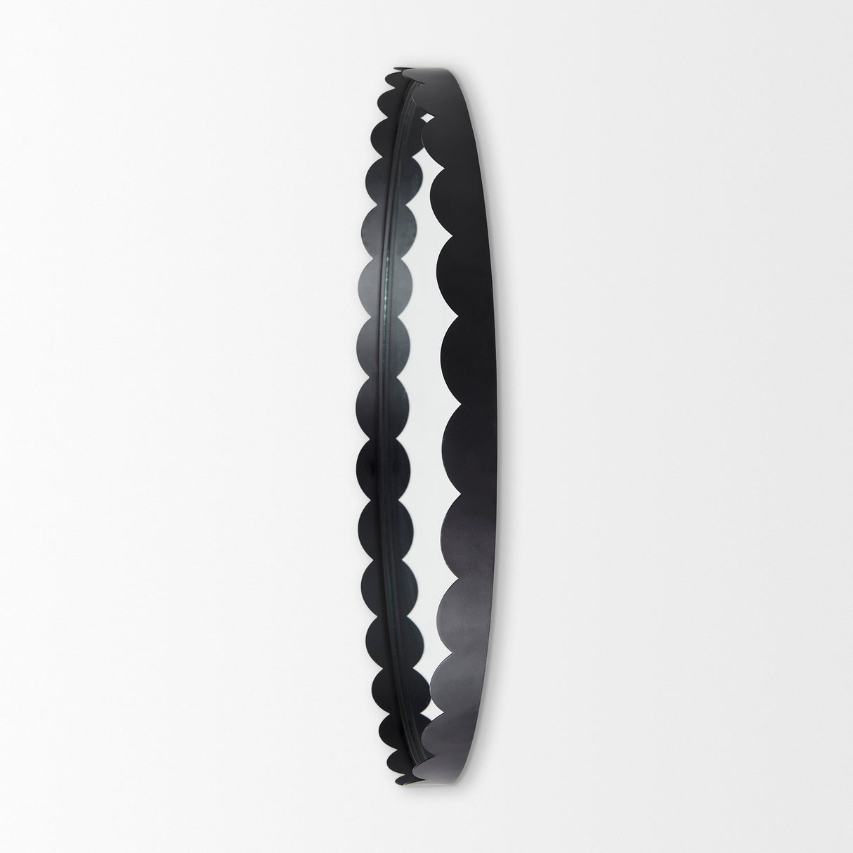 Adelaide 29.7"Black Metal Scallop Edge Round Mirror from Mercana - Luna Furniture