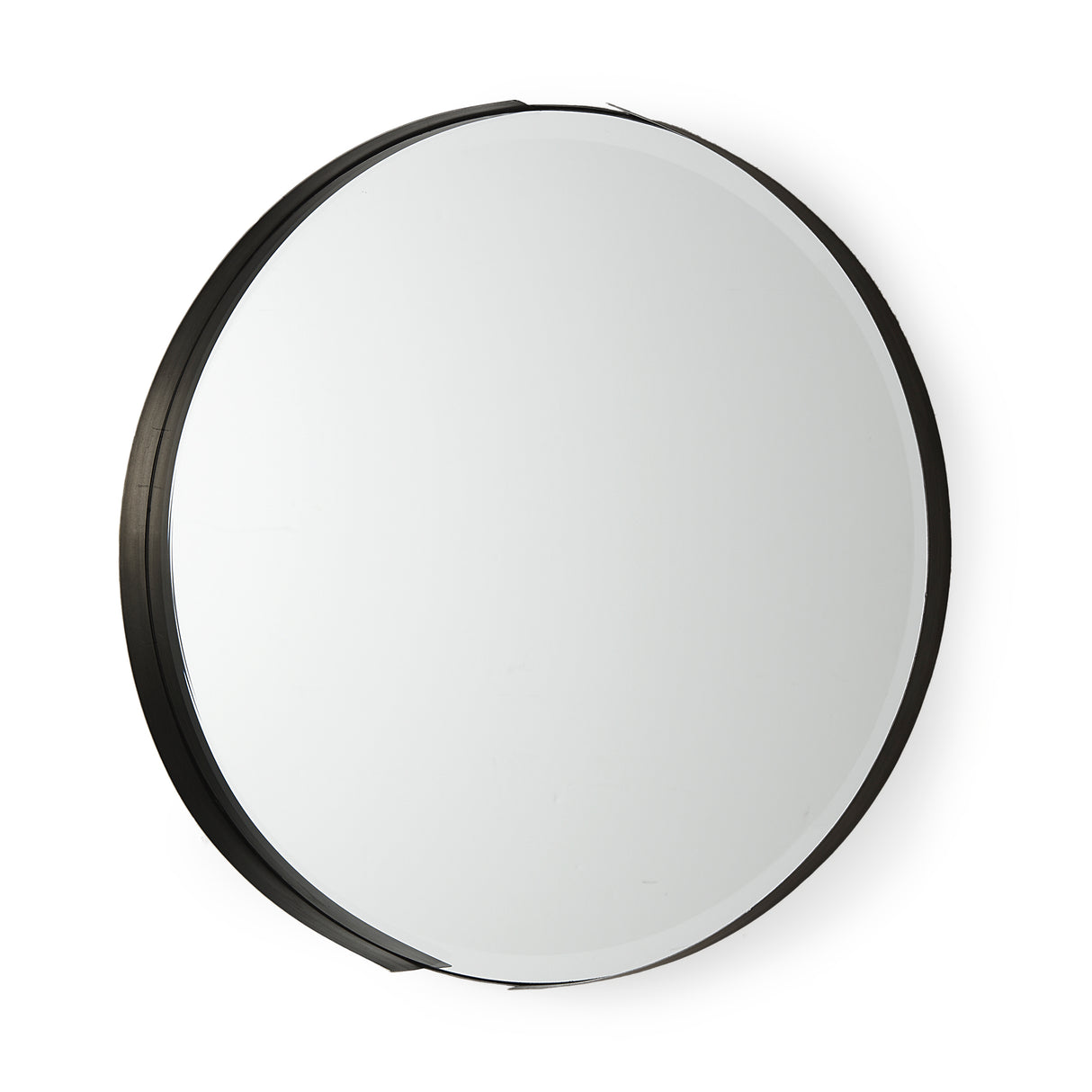 Adrianna 24.4" Black Metal Round Mirror from Mercana - Luna Furniture