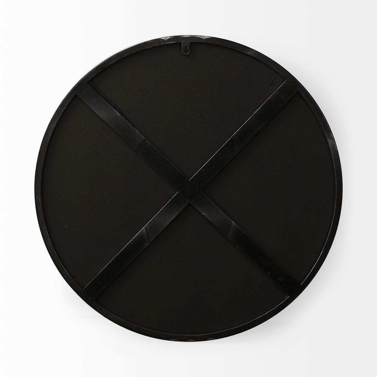 Adrianna 24.4" Black Metal Round Mirror from Mercana - Luna Furniture