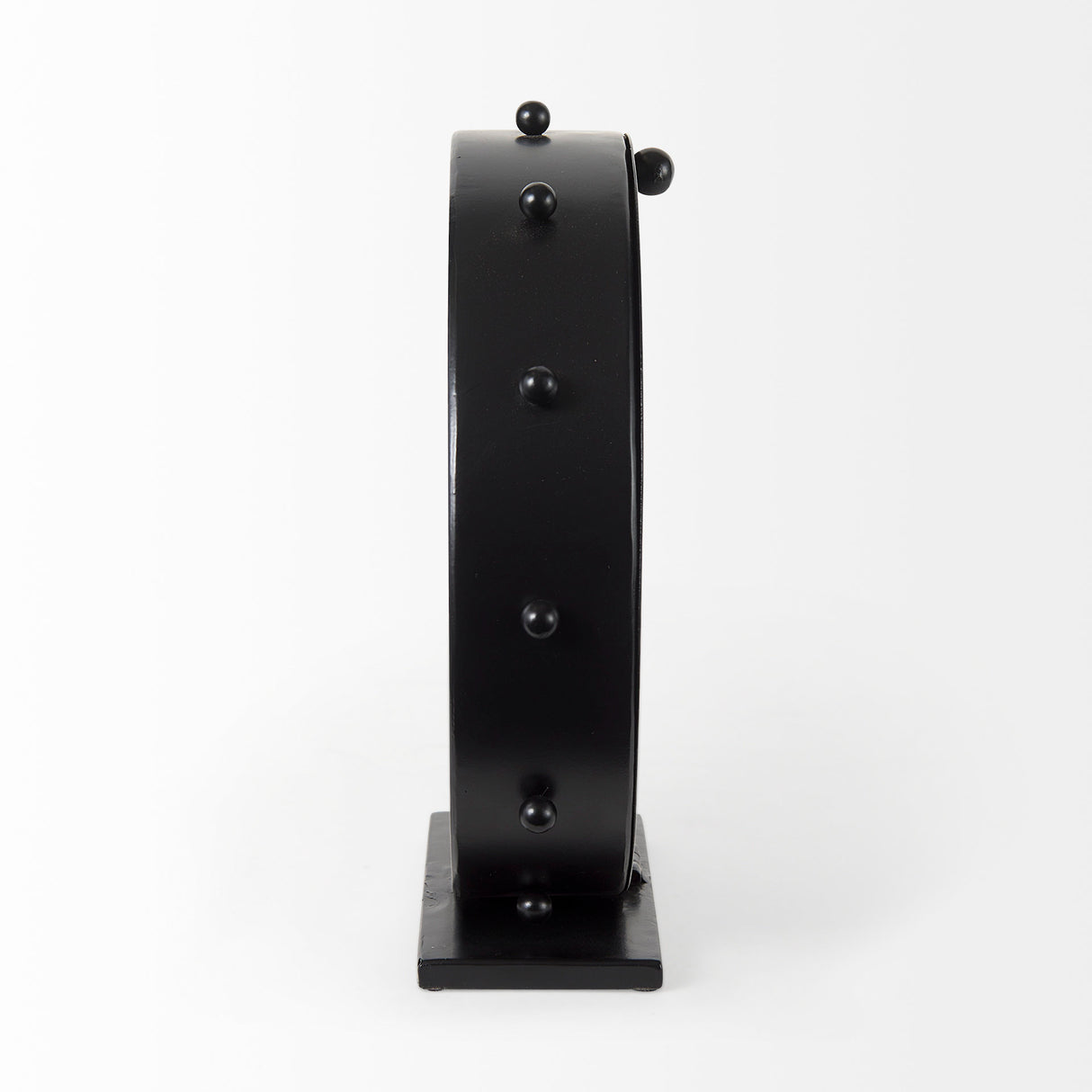 Marian 11.0L x 3.1W x 11.0H Black Studded Round Table Clock from Mercana - Luna Furniture
