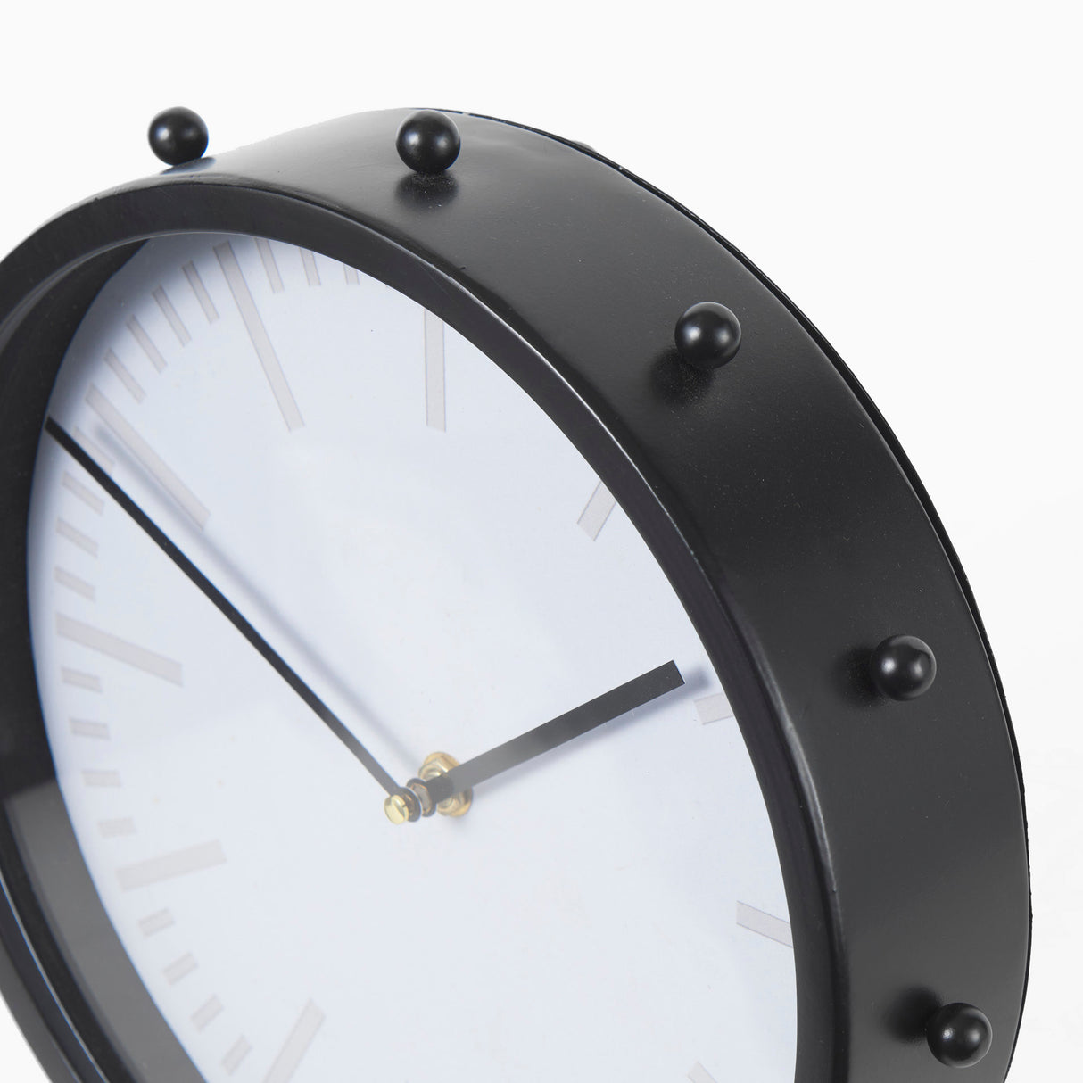 Marian 11.0L x 3.1W x 11.0H Black Studded Round Table Clock from Mercana - Luna Furniture