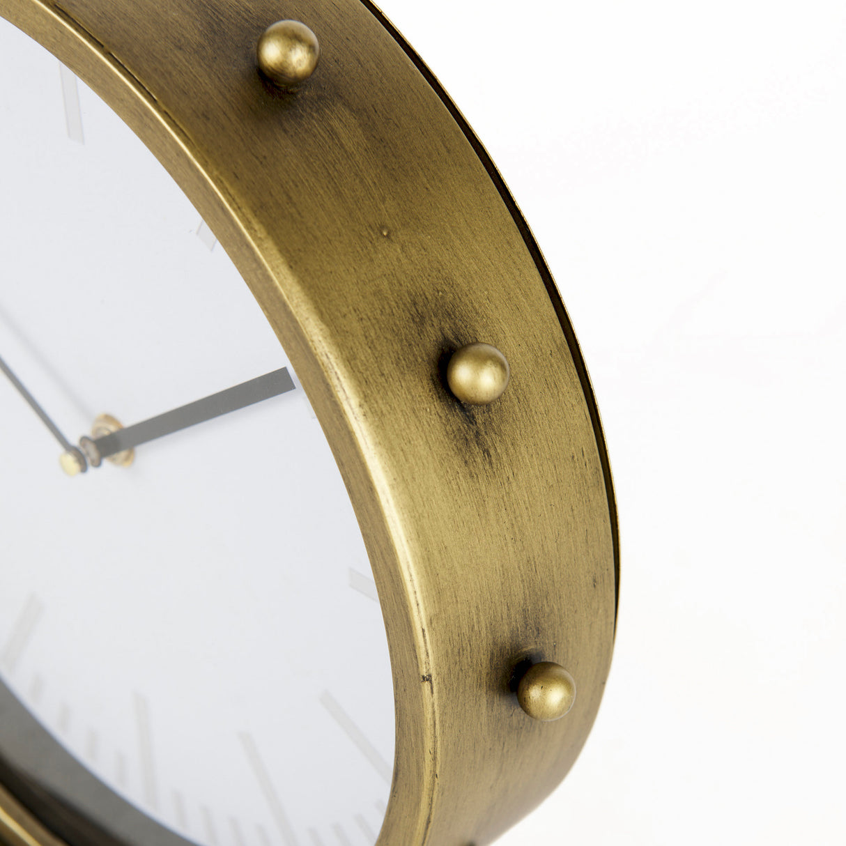 Marian 11.0L x 3.1W x 11.0H Gold Metal W/Studs Round Table Clock from Mercana - Luna Furniture