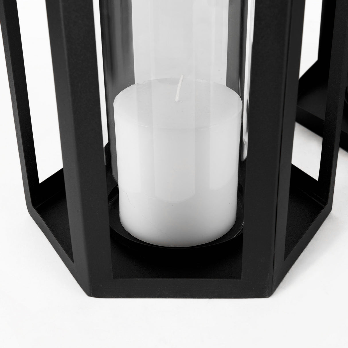 Balley 9.4L x 9.4W x 19.7H Set of Two Matte Black Metal Hexagonal Candle Holder Lanterns from Mercana - Luna Furniture