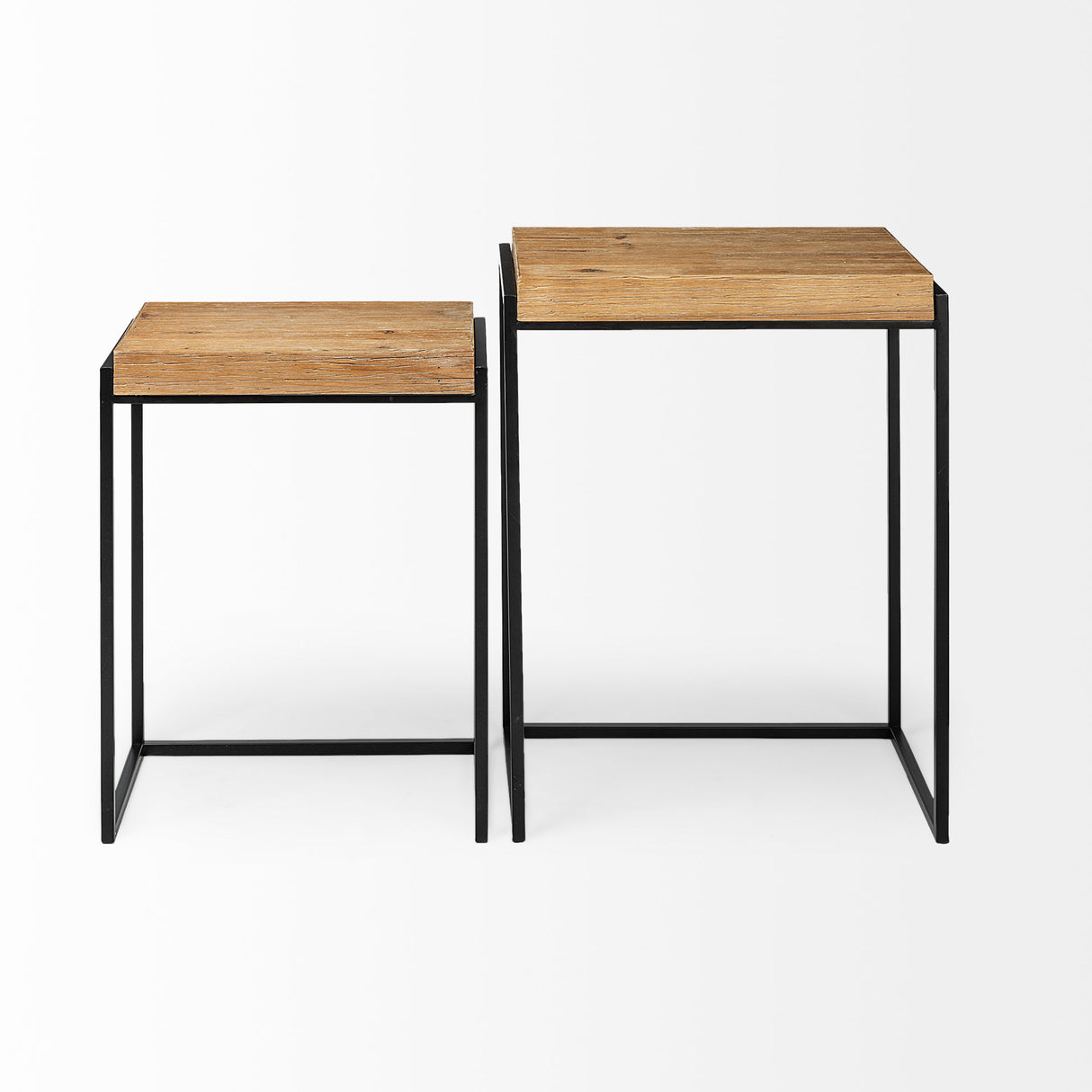 Karissa (Set of 2) 19.3L x 13W x 24.8H Light Brown Wood Top W/Black Metal Base Nesting Accent Tables from Mercana - Luna Furniture