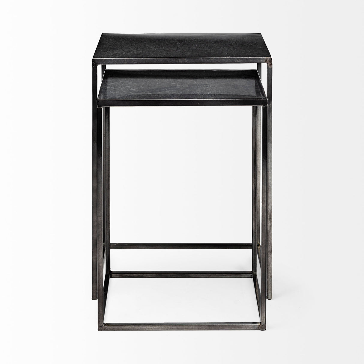 Kasey (Set of 2) 17.7L x 12.6W x 24.4H Galvanized Metal Nesting Accent Tables from Mercana - Luna Furniture