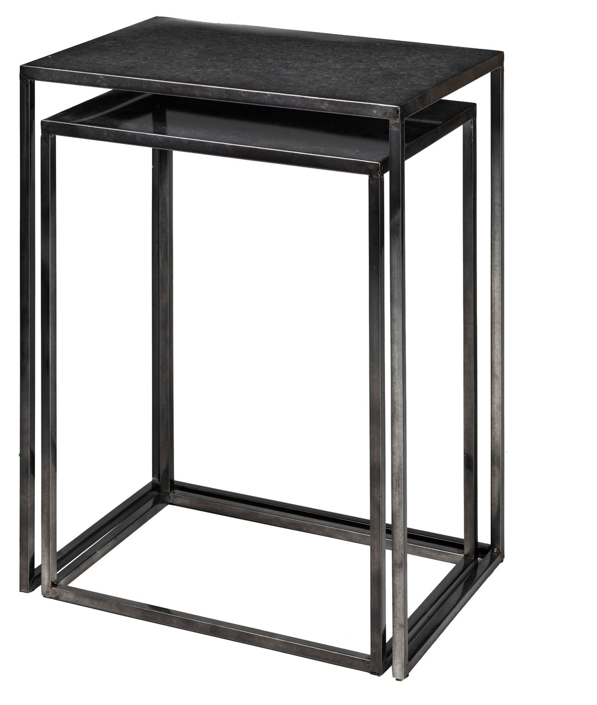 Kasey (Set of 2) 17.7L x 12.6W x 24.4H Galvanized Metal Nesting Accent Tables from Mercana - Luna Furniture