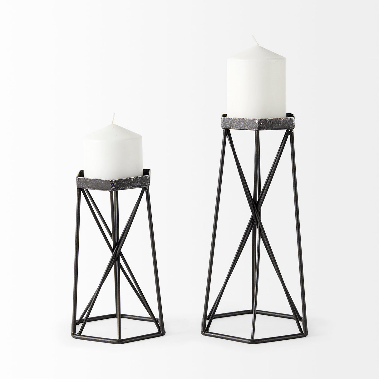 Sixx II Large Antiqued Metal Hexagonal Table Candle Holder from Mercana - Luna Furniture
