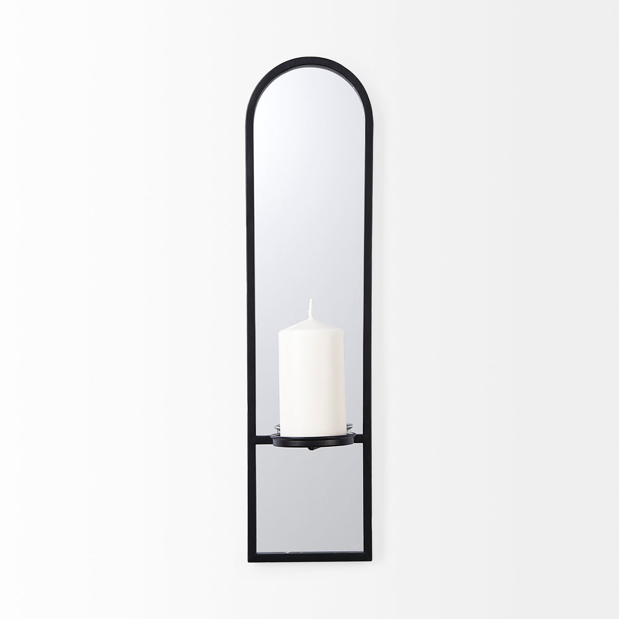 Evianna 7L x 7W x 25H Mirrored W/Black Metal Frame Wall Candle Holder from Mercana - Luna Furniture