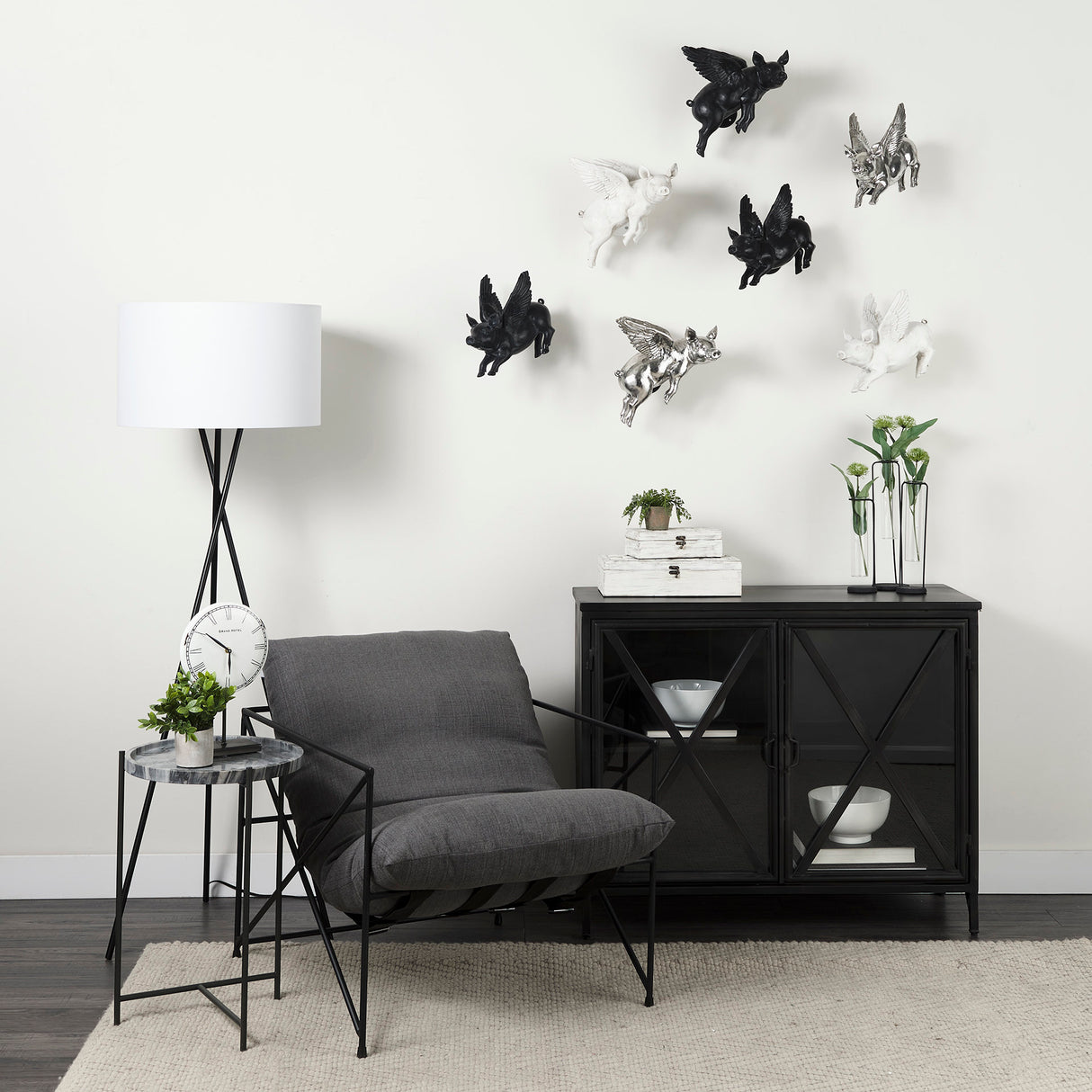 Harriet White/Bronze Metal Table Clock from Mercana - Luna Furniture