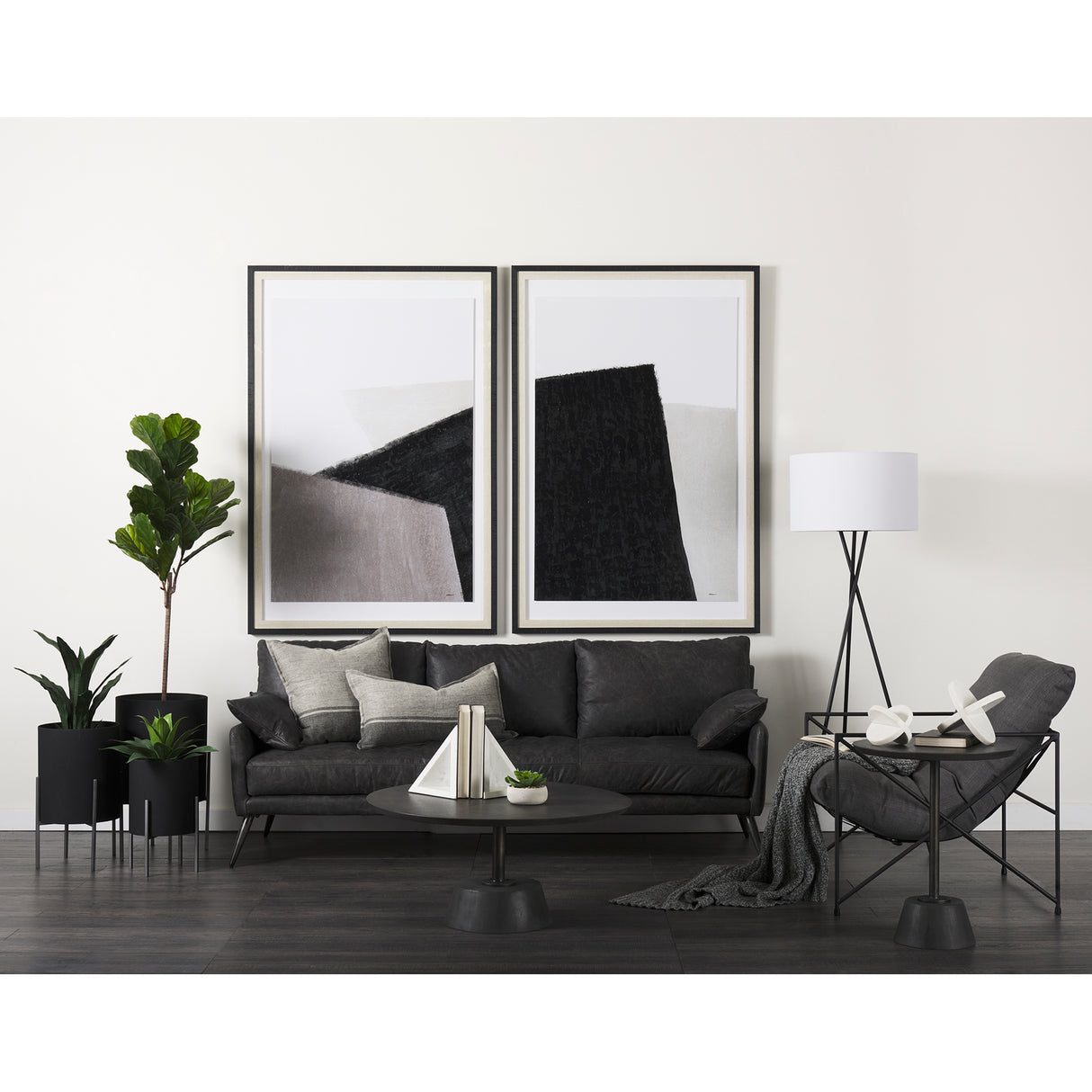 Leonidas 28.5L x 29.5W x 34.0H Grey Fabric Wrap Black Metal Frame Accent Chair from Mercana - Luna Furniture