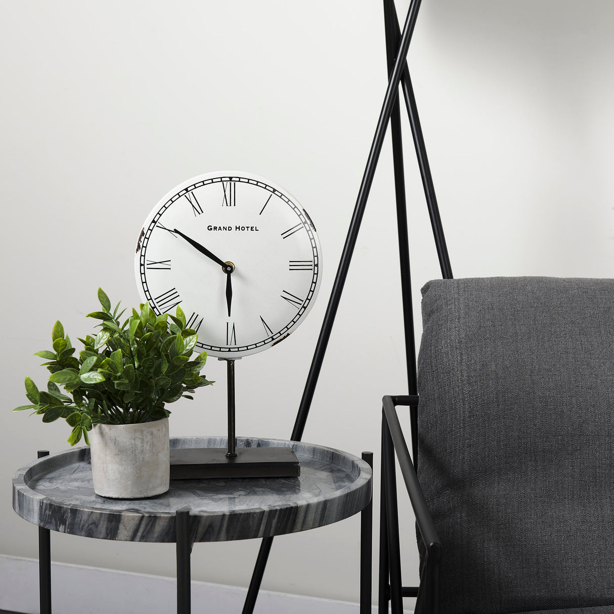 Harriet White/Bronze Metal Table Clock from Mercana - Luna Furniture