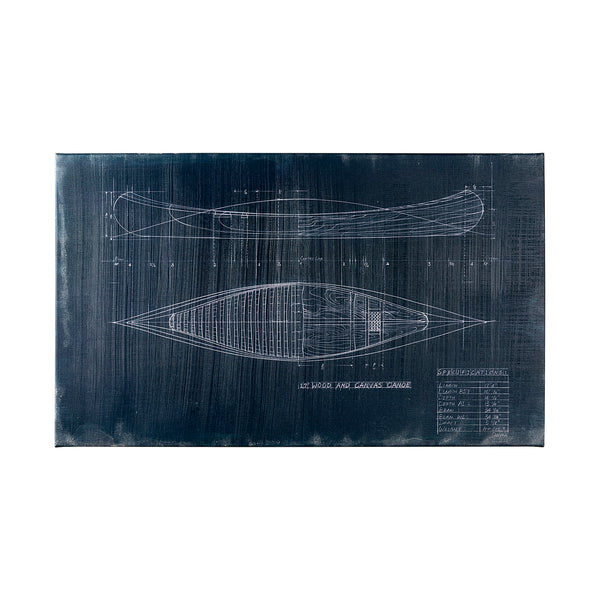 Canoe Blueprint (50 x 30) by Fiona H a Hand Embellished Textured Canvas