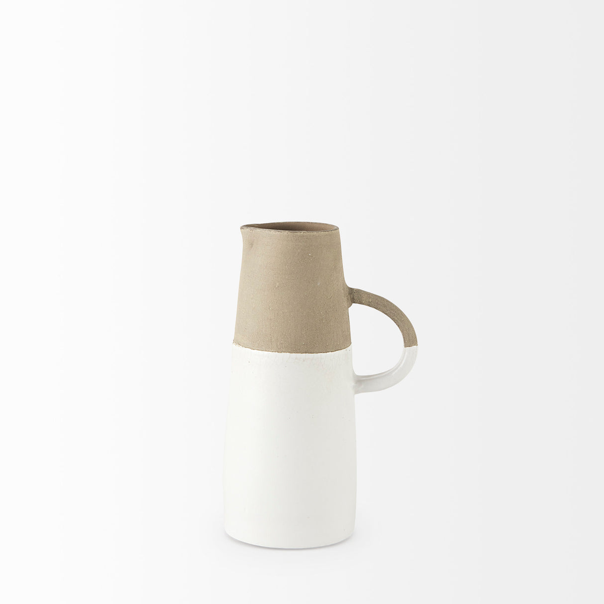 Garand Small 13H Two-Toned White Natural Ceramic Jug from Mercana - Luna Furniture