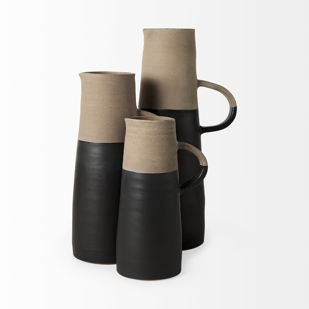 Garand Large 18.8H Two-Toned Black/Natural Ceramic Jug from Mercana - Luna Furniture