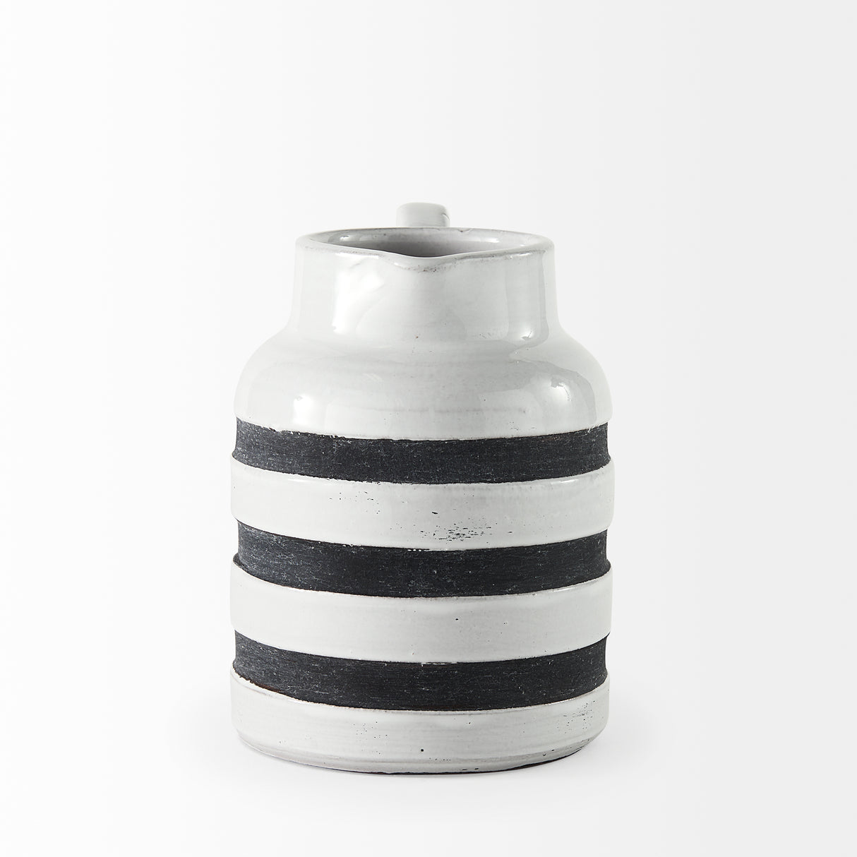 Harmon I Small White w/ Charcoal Stripes Ceramic Jug from Mercana - Luna Furniture