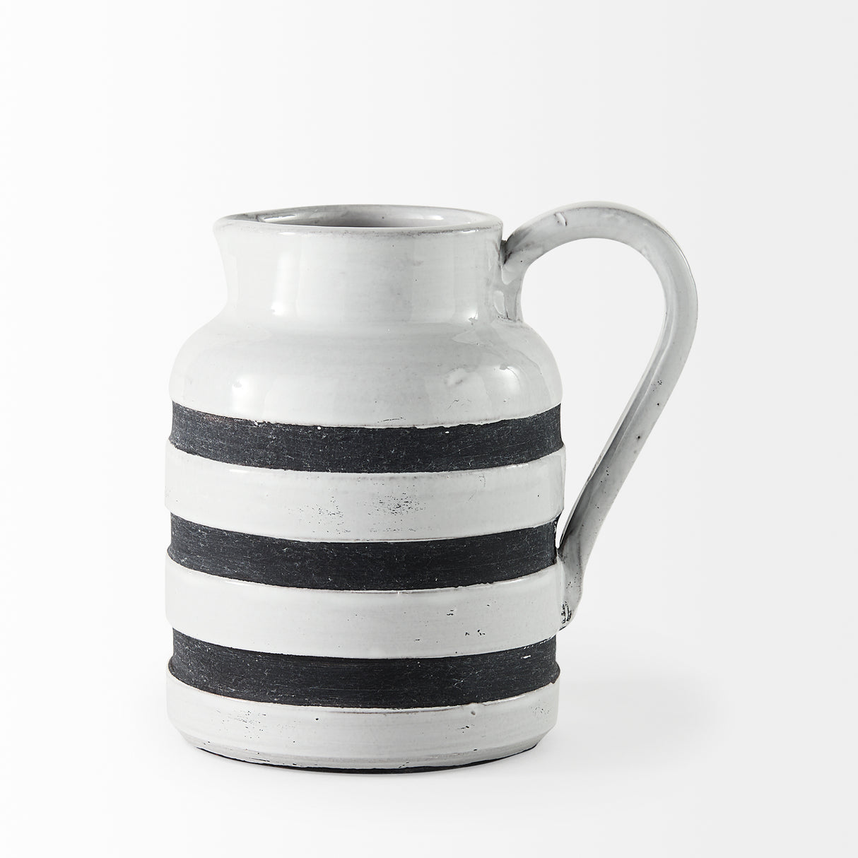 Harmon I Small White w/ Charcoal Stripes Ceramic Jug from Mercana - Luna Furniture