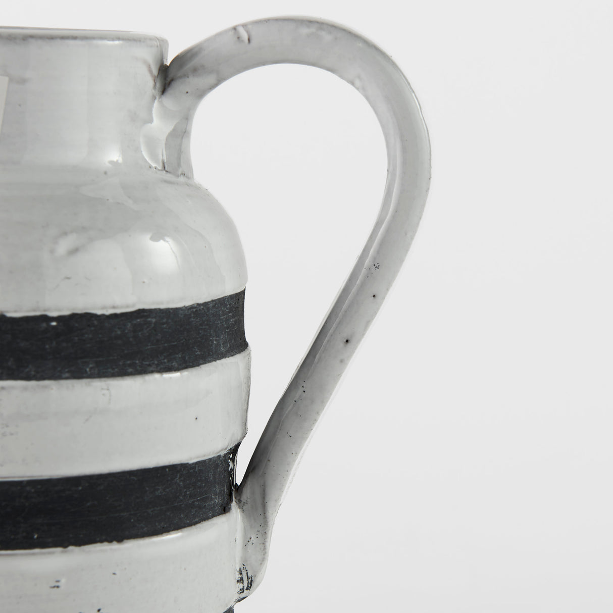 Harmon I Small White w/ Charcoal Stripes Ceramic Jug from Mercana - Luna Furniture