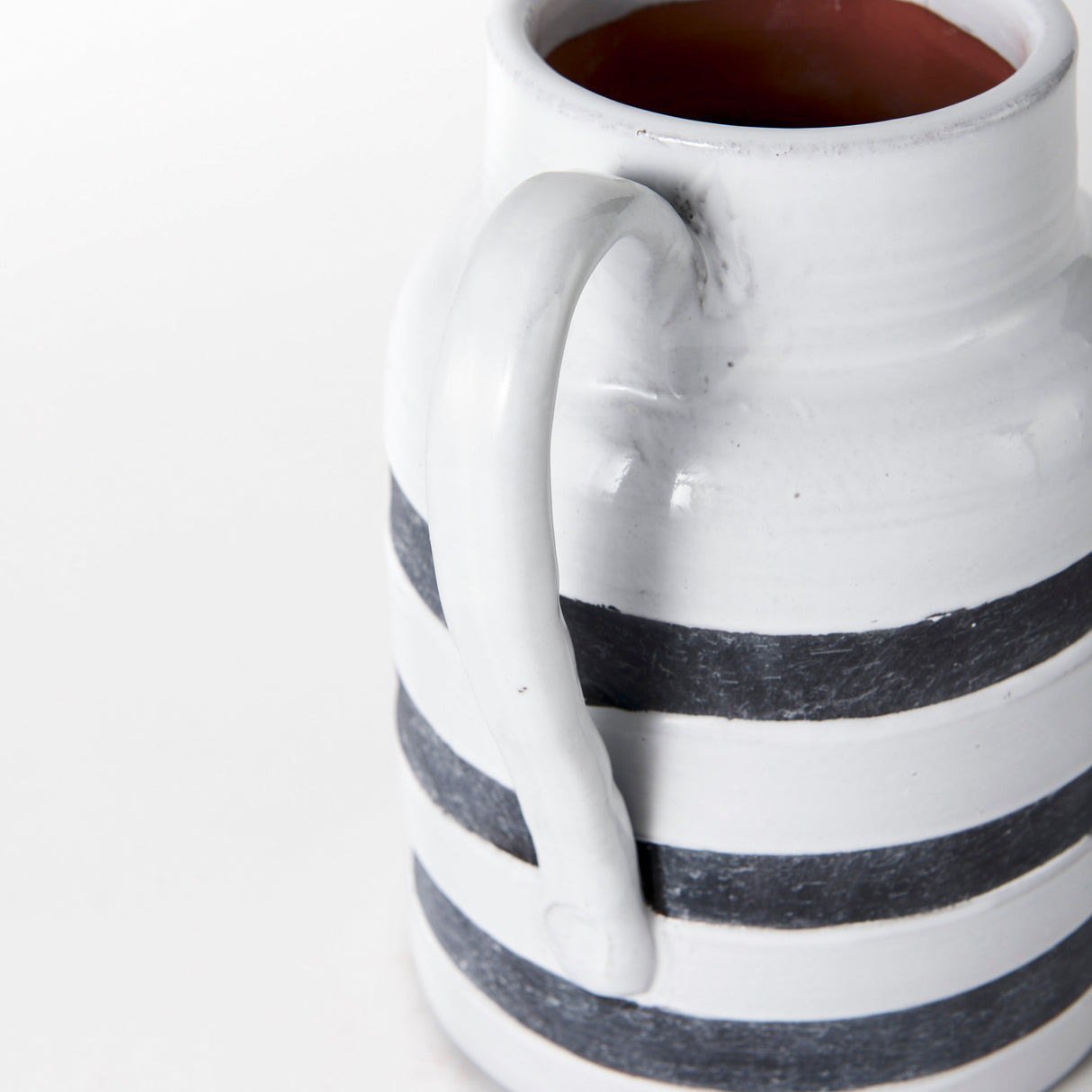 Harmon II Large White w/ Charcoal Stripes Ceramic Jug from Mercana - Luna Furniture