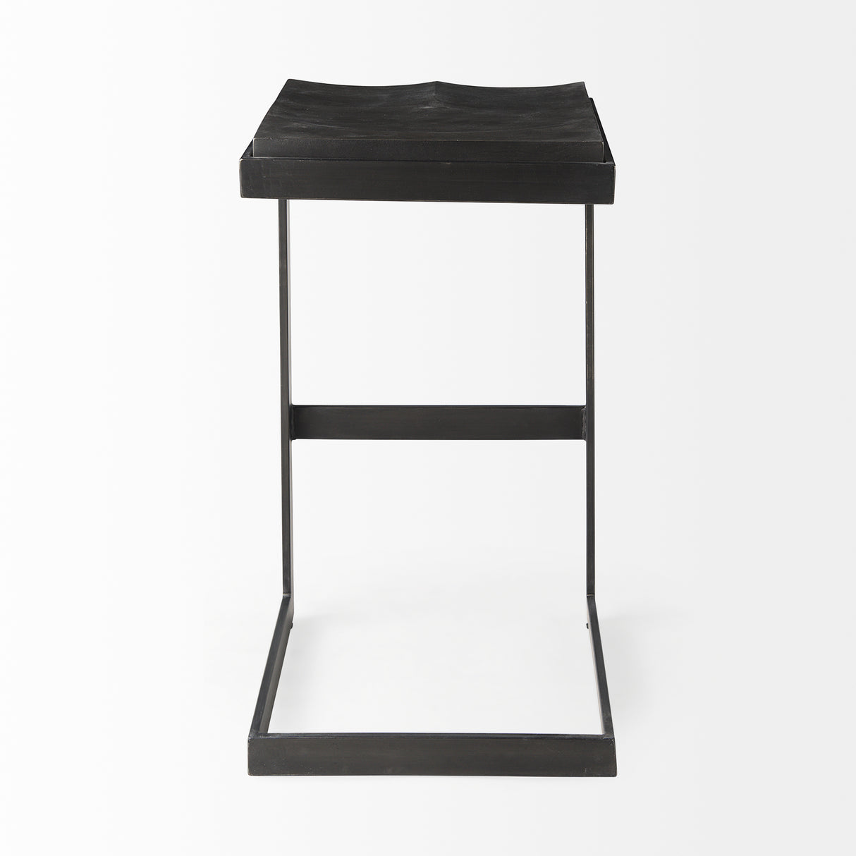 Kiran 17L x 17W x 30H Black Wood W/ Black Metal Base C-Shape Bar Stool from Mercana - Luna Furniture
