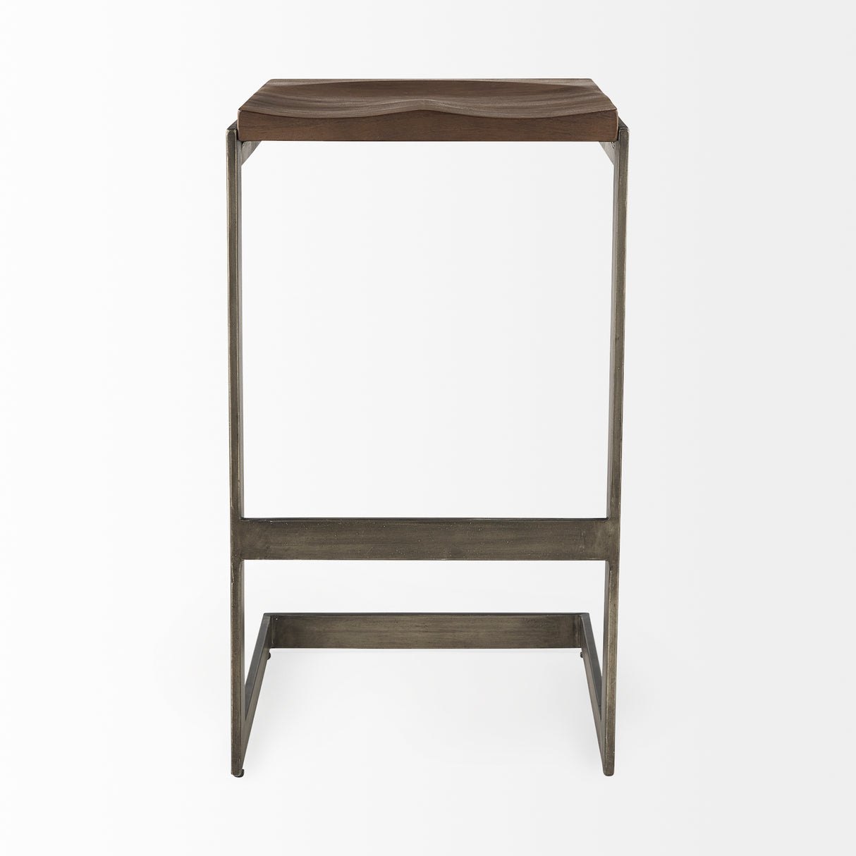 Kiran 17L x 17W x 30H Medium Brown Wood W/ Antique Nickel Finished Metal Frame Bar Stool from Mercana - Luna Furniture