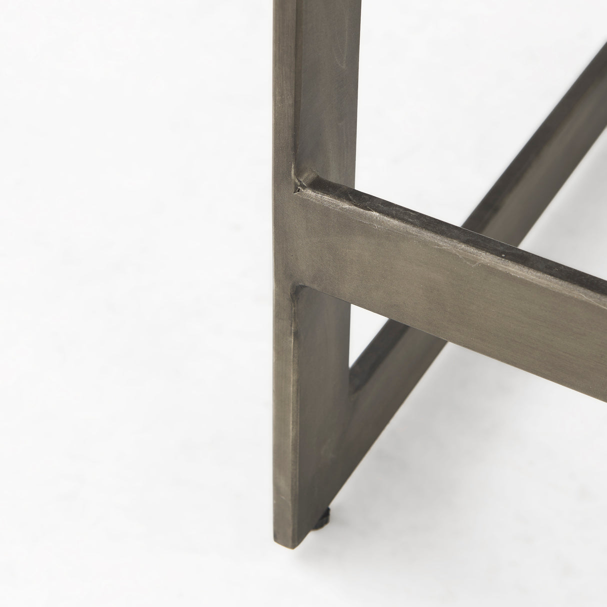 Kiran 17L x 17W x 26H Medium Brown Wood W/ Antique Nickel Finished Metal Frame Counter Stool from Mercana - Luna Furniture