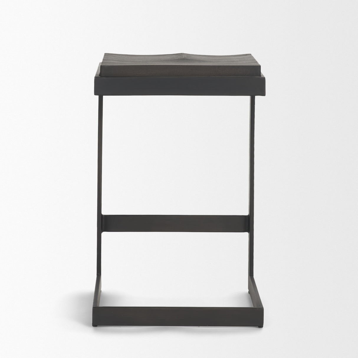 Kiran 17L x 17W x 26H Black Wood W/ Black Metal Base C-Shape Counter Stool from Mercana - Luna Furniture