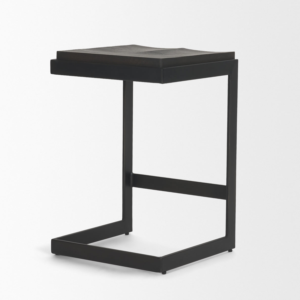 Kiran 17L x 17W x 26H Black Wood W/ Black Metal Base C-Shape Counter Stool from Mercana - Luna Furniture