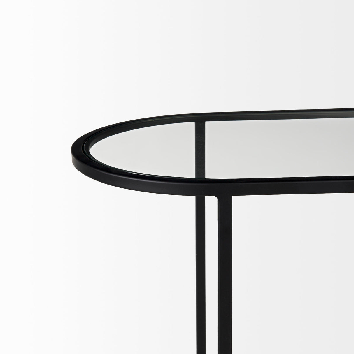 Celine 24.2 L x 12.6 W x 22.4 H Set of Two Black/Silver Metal and Glass Nesting Accent Tables from Mercana - Luna Furniture