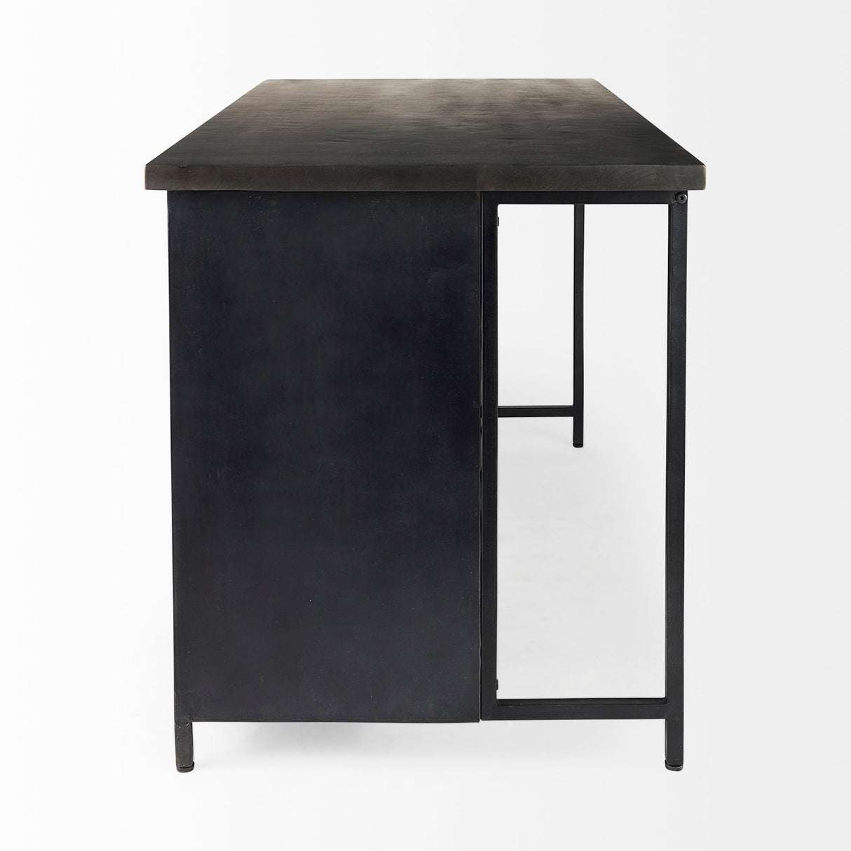 Dimitra 62.0L x 32.0W x 36.0H Dark Iron W/Glass Doors Kitchen Island from Mercana - Luna Furniture