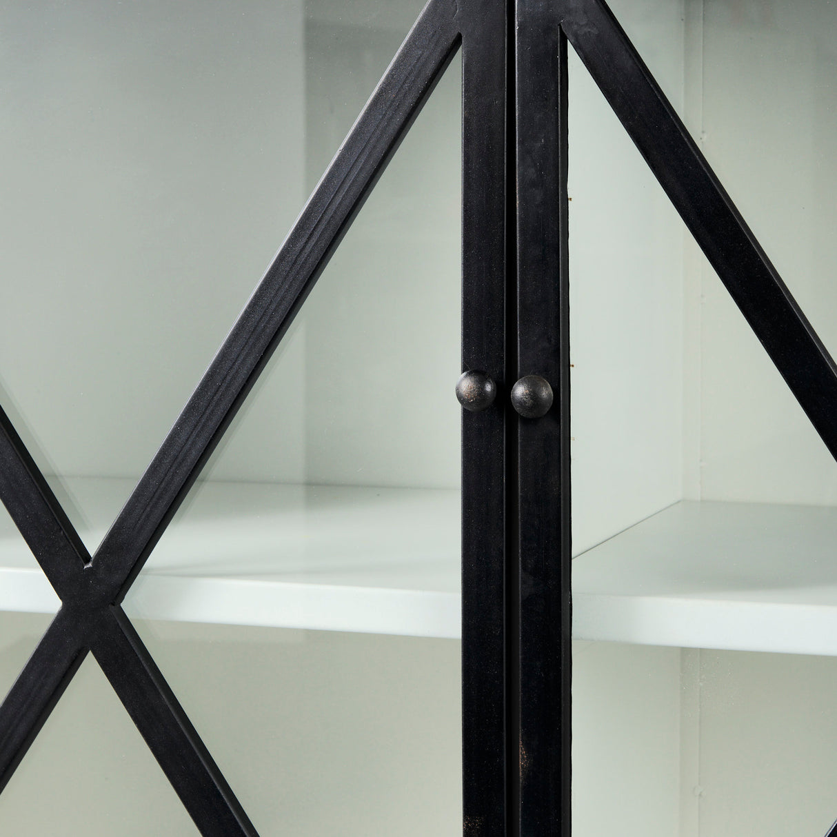Dimitra 62.0L x 32.0W x 36.0H Dark Iron W/Glass Doors Kitchen Island from Mercana - Luna Furniture