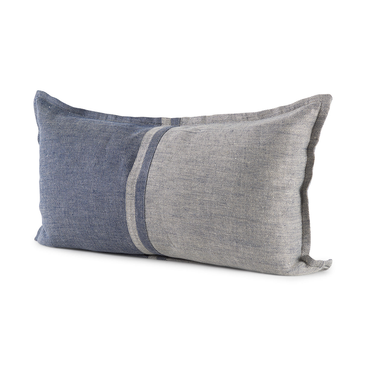Aubrielle 14L x 26W Gray and Blue Fabric Color Blocked Decorative Pillow Cover from Mercana - Luna Furniture