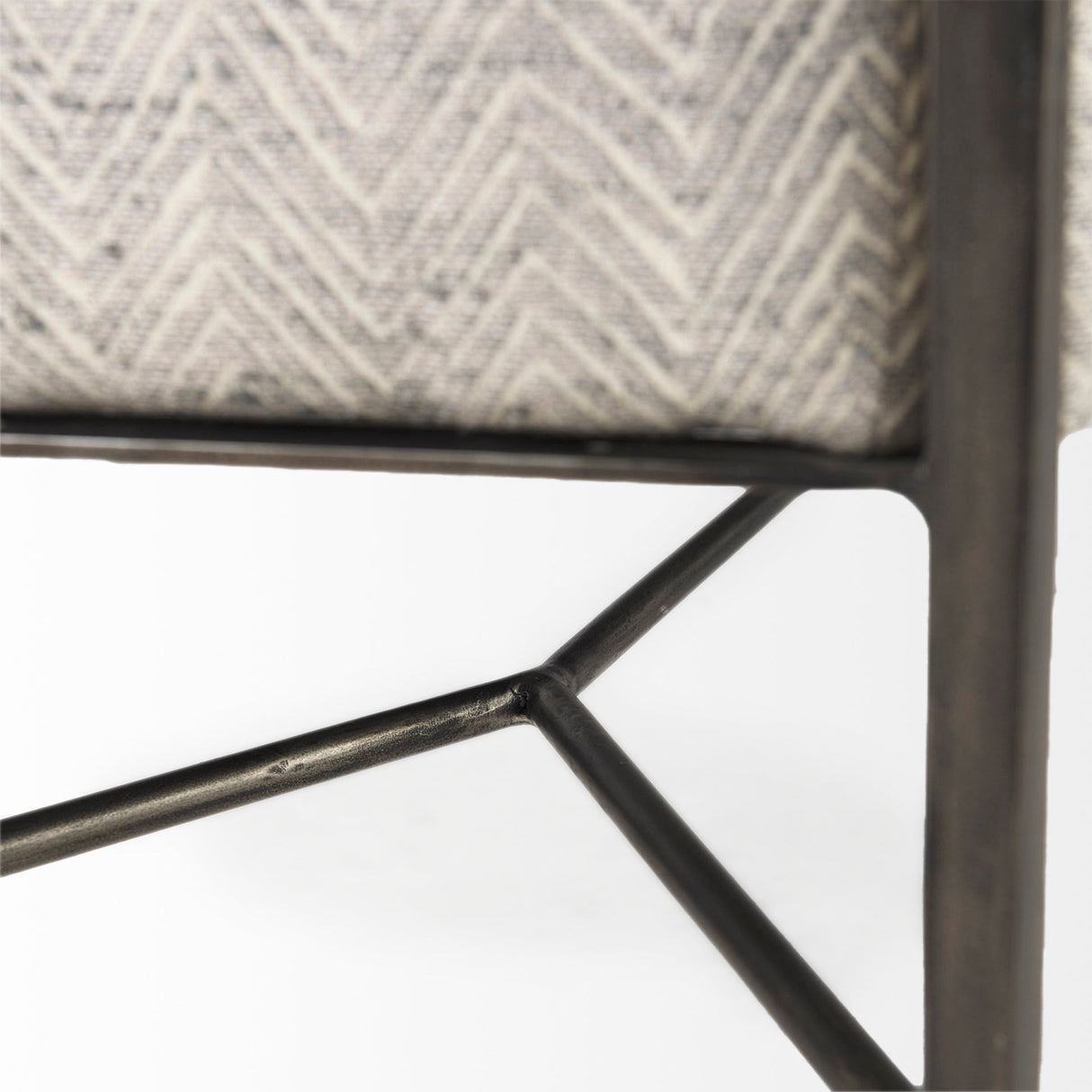 Charlotte 55.0L Gray Herringbone Fabric Seat w/ Antique Nickel Metal Frame Bench from Mercana - Luna Furniture