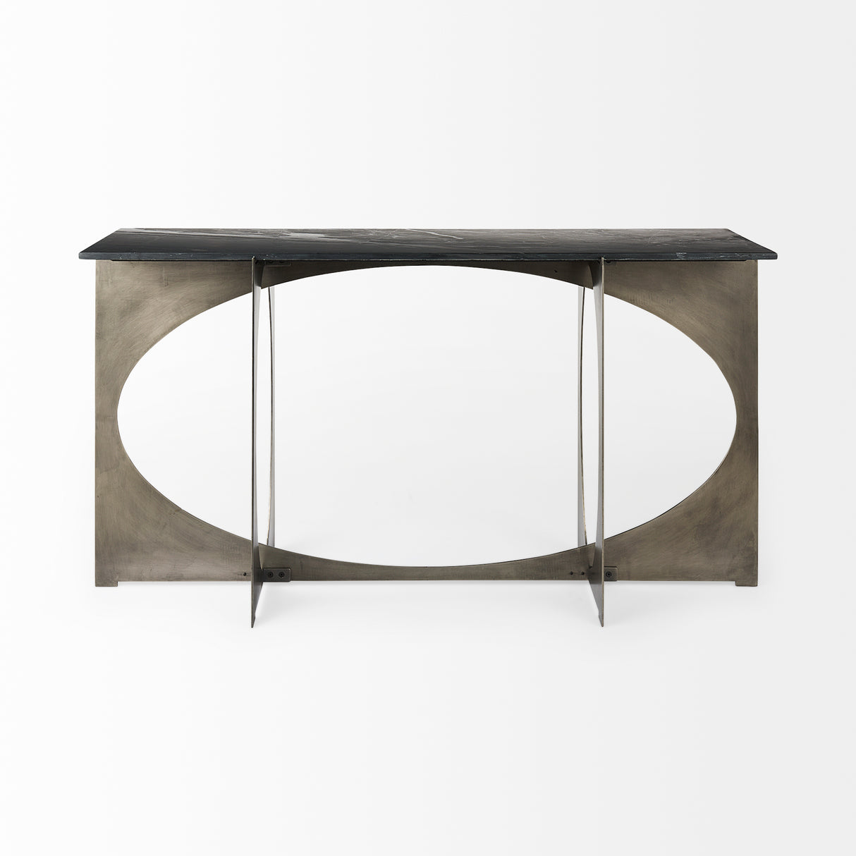 Reinhold IV Black Marble Top Iron Console Table from Mercana - Luna Furniture