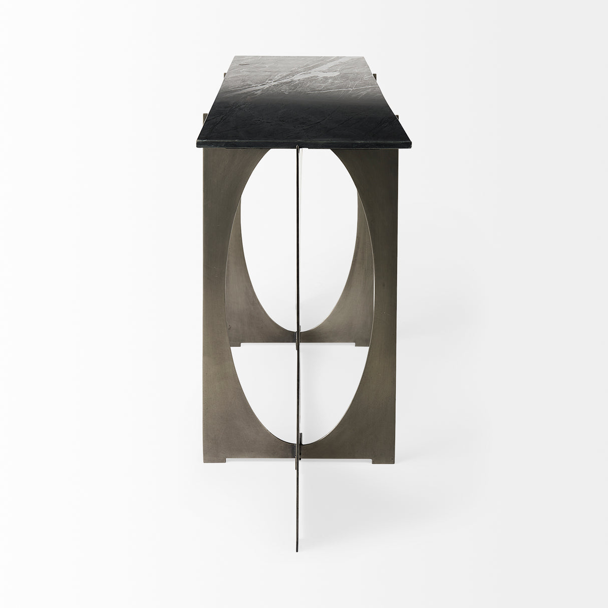 Reinhold IV Black Marble Top Iron Console Table from Mercana - Luna Furniture