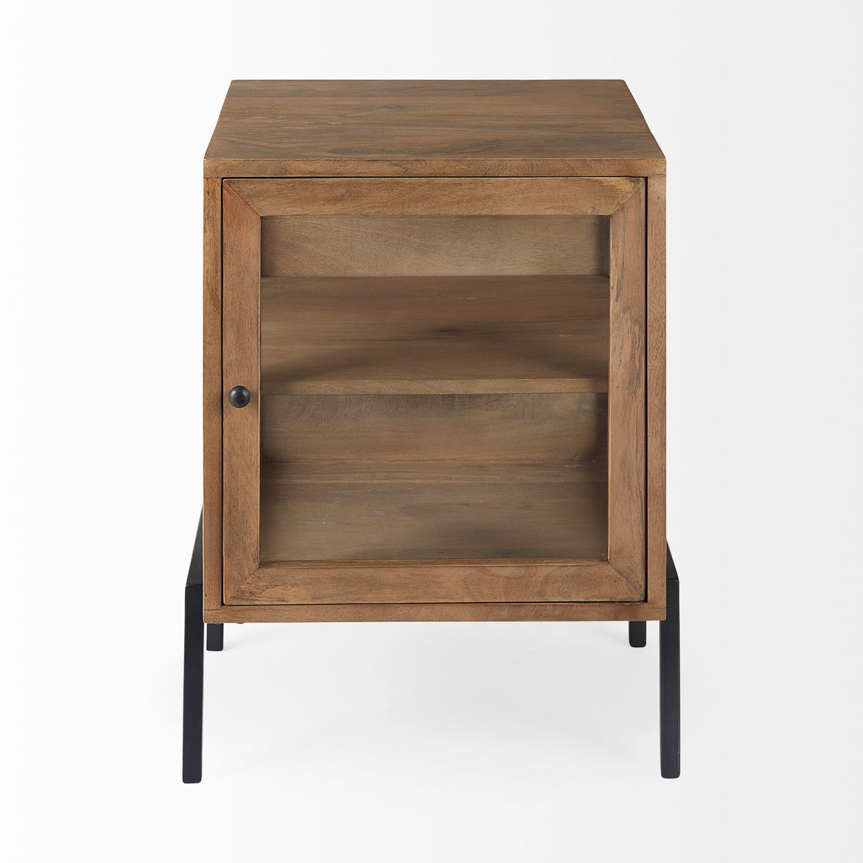 Arelius 20L x 18W x 26H Light Brown Wood W/ Black Metal Frame End/Side Table from Mercana - Luna Furniture