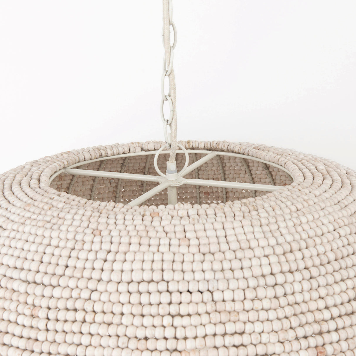 Theta 30.0 L x 30.0 W x 15.0 H White-Washed Beaded Chandelier from Mercana - Luna Furniture