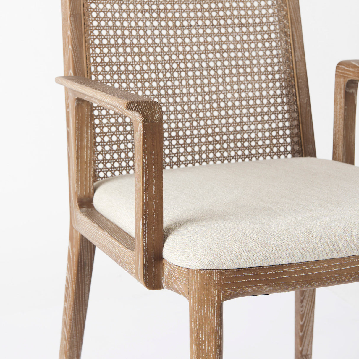 Clara Light Brown Wood W/ Cream Fabric Seat and Cane Back Dining Chair from Mercana - Luna Furniture