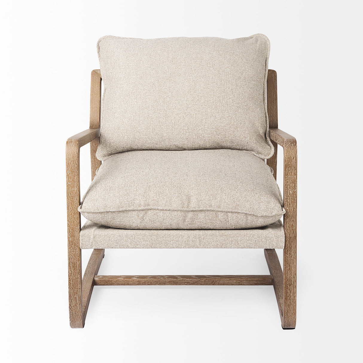 Brayden 28.3L x 34.1W x 35H Light Brown Wood W/ Beige Fabric Seat Accent Chair from Mercana - Luna Furniture