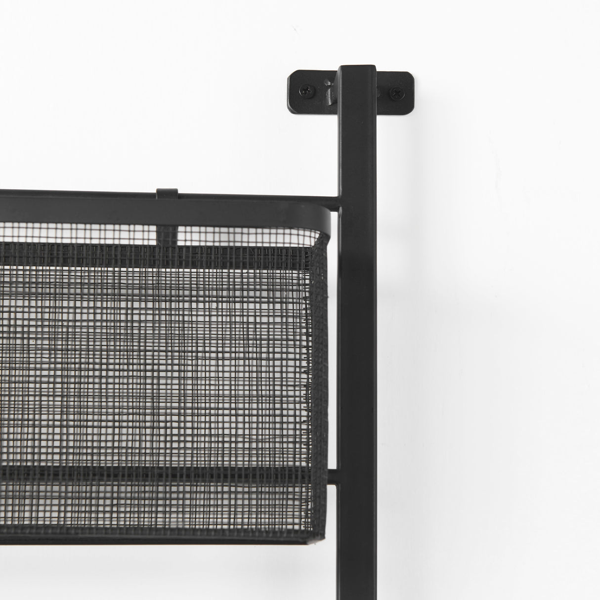 Macrinus 23.4L x 5.5W x 38.6H Black Metal W/Mesh Wall Mounted Shelf from Mercana - Luna Furniture