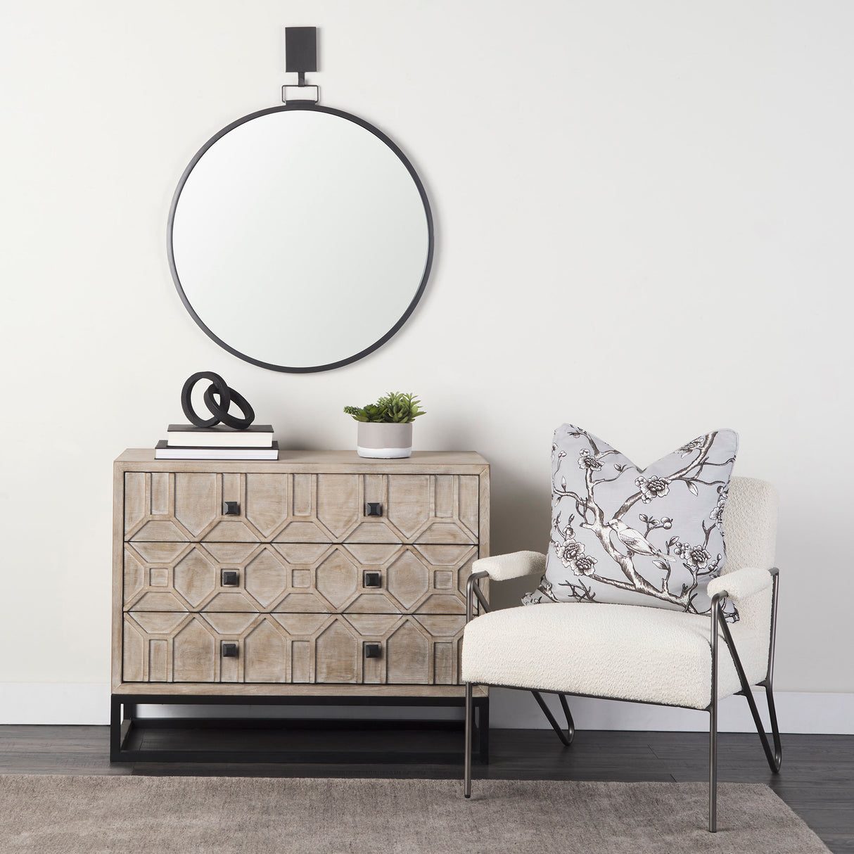 Rafiki Two Blackened Hammered Finish Metal Conjoined Circles from Mercana - Luna Furniture