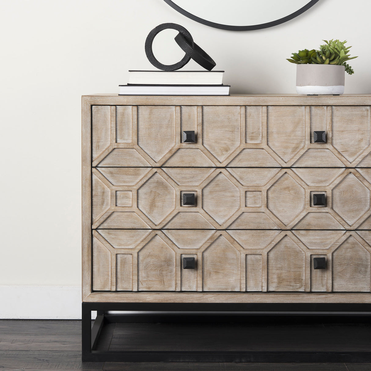 Rafiki Two Blackened Hammered Finish Metal Conjoined Circles from Mercana - Luna Furniture