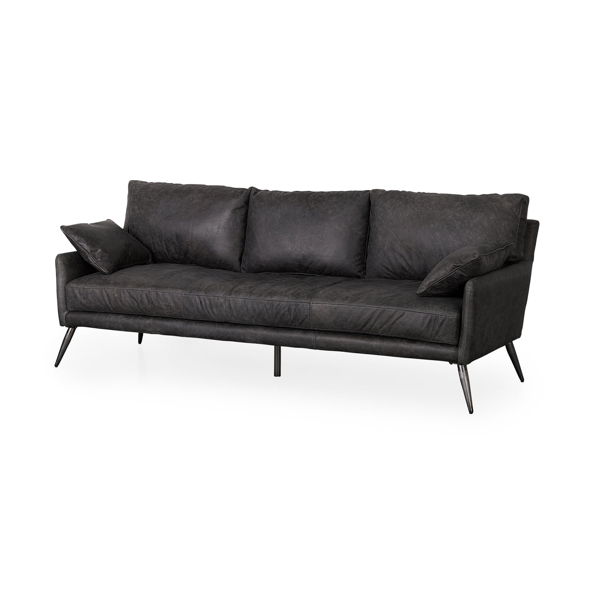 Cochrane 82L x 33W x 32.3 Black Leather Three Seater Sofa from Mercana - Luna Furniture