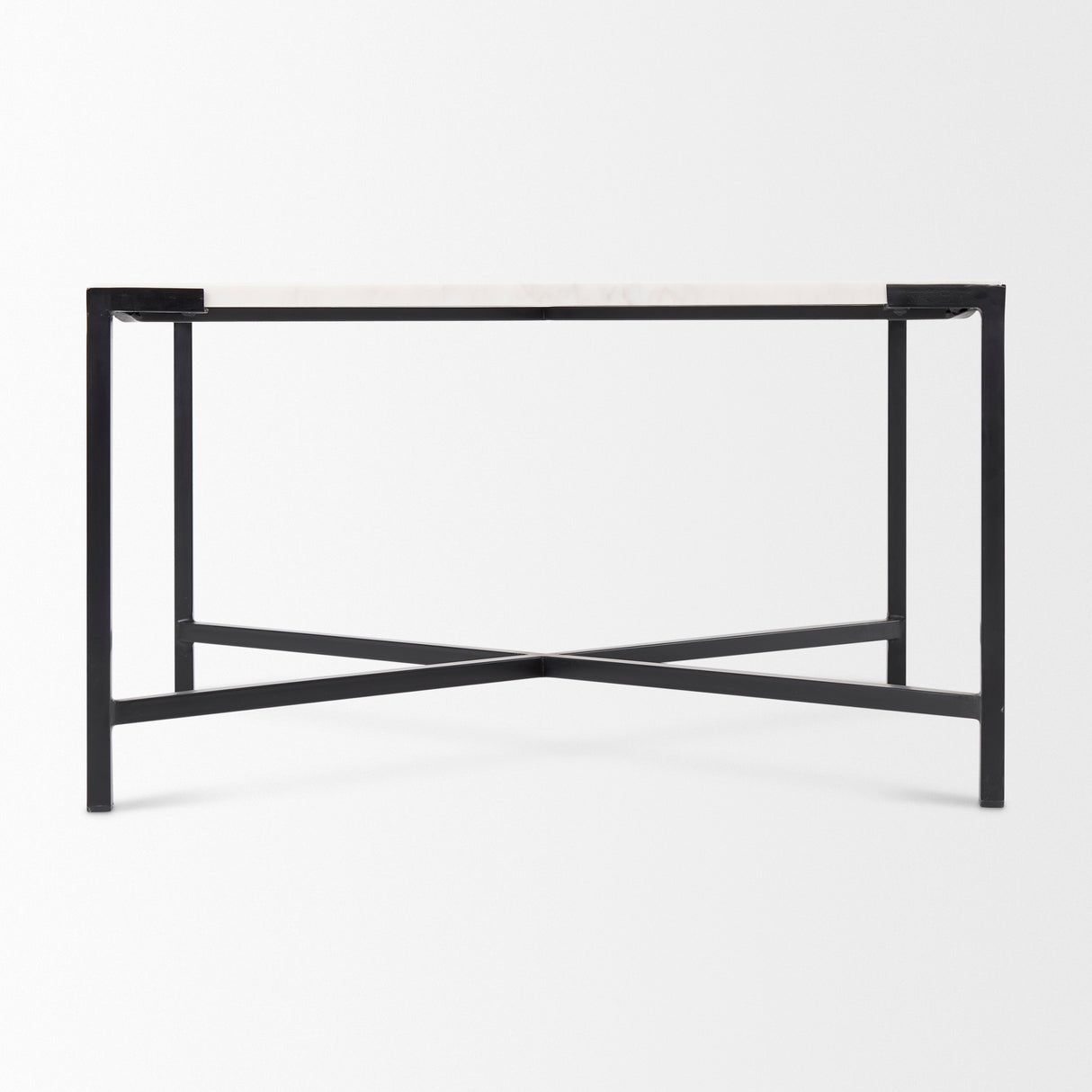 Lucas 30x30 White Marble Top Black Metal Base Coffee Table from Mercana - Luna Furniture