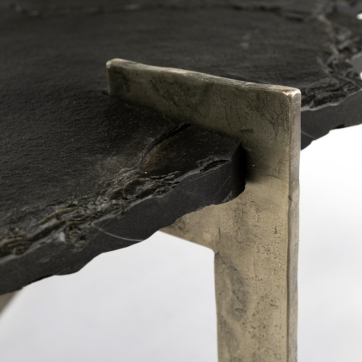 Shale 37" Irregular Live-Edge Black Slate w/Flat Iron Base Coffee Table from Mercana - Luna Furniture