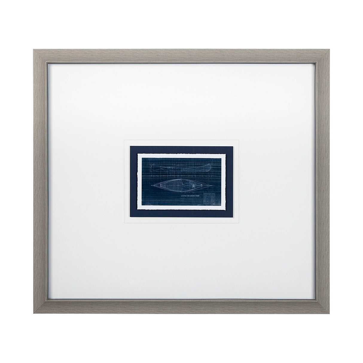 Canoe Blueprint by Dayna a Hand Embellished Textured Framed Art Print Matted under Glass from Mercana - Luna Furniture