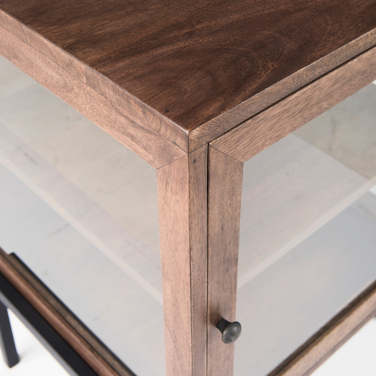 Arelius 20L x 18W x 26H Medium Brown Wood W/ Black Metal Frame End/Side Table from Mercana - Luna Furniture
